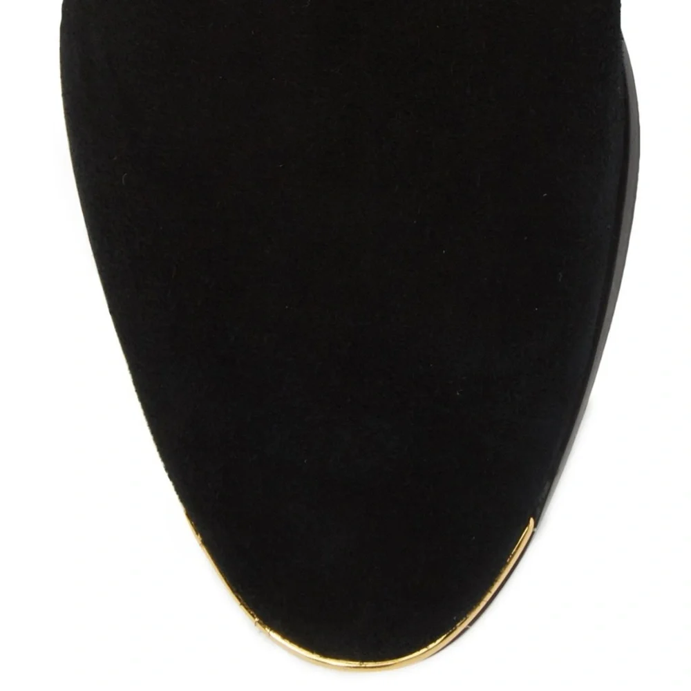 Designer NEW Tall Riding Boots Suede Leather OrthoLite Comfort BLACK 10 - Picture 5 of 13